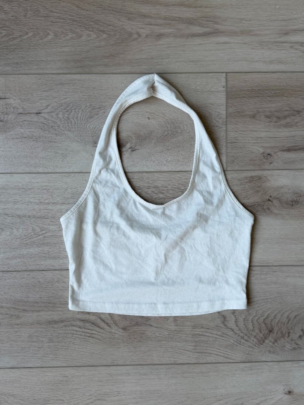 White Open Back Crop Top / Halter Style Top Size Small Used Fair